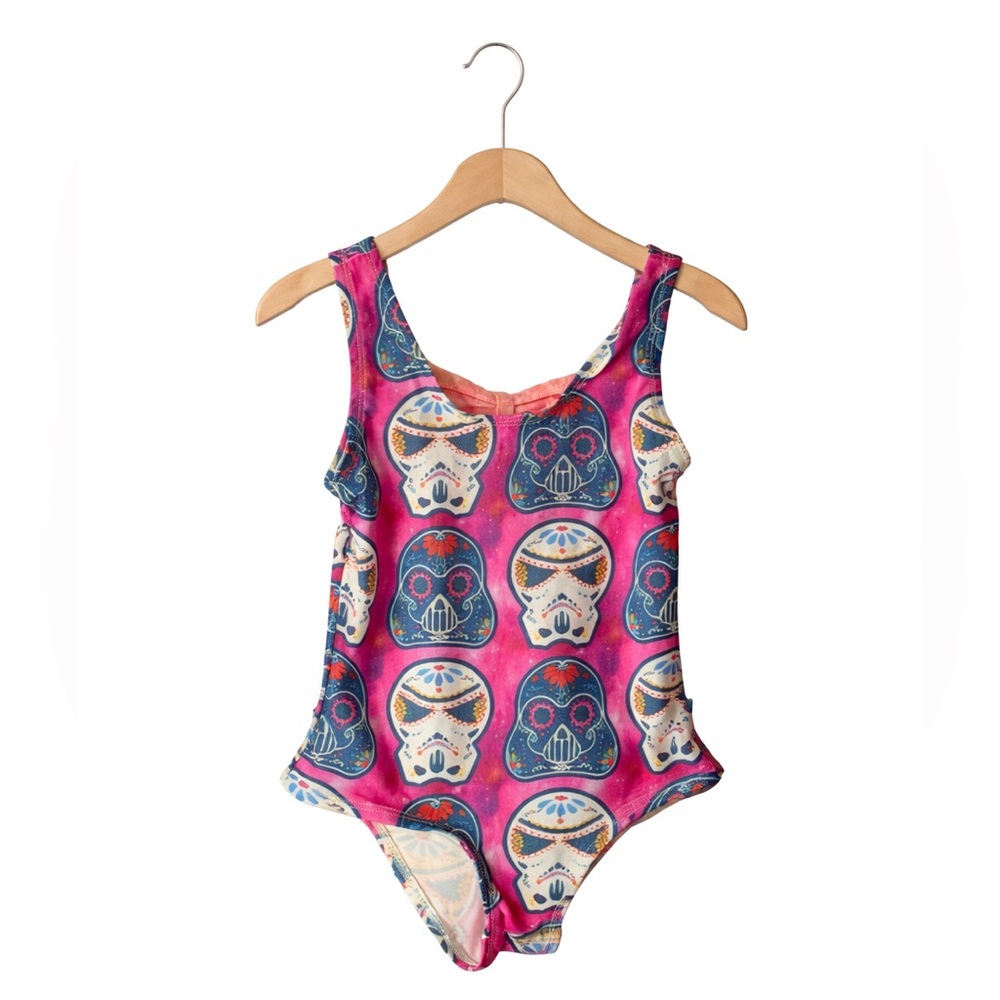 Star Wars Sugar Skull Swimsuit Girls 3T Boutique One Piece Pink Disney Swimwear